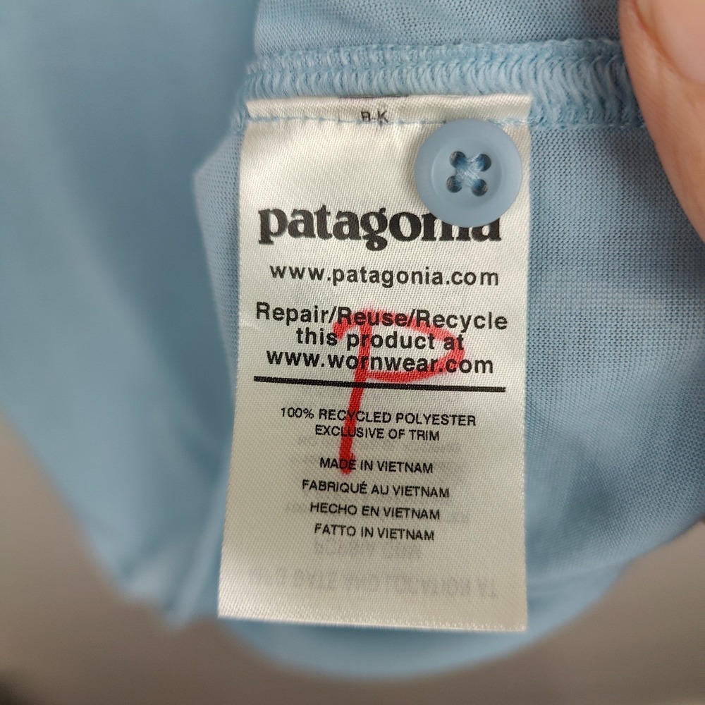 Patagonia Capilene Cool Trail Polo Shirt Mens Large Light Blue Technical Outdoor - Picture 7 of 9